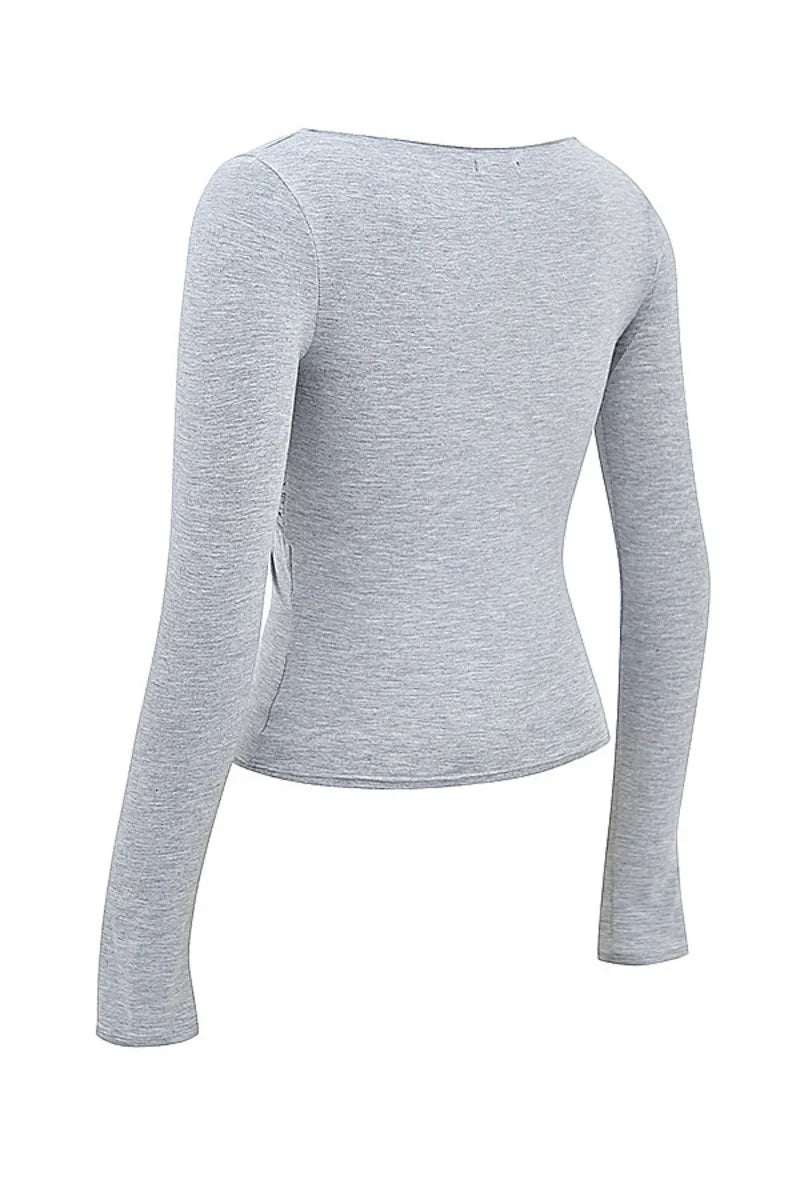 Gray Hollow Out Top