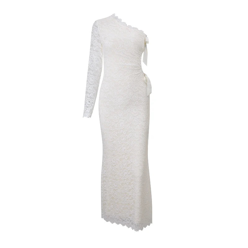 White Lace Hollow Out Sleeveless Sheath Maxi Dress