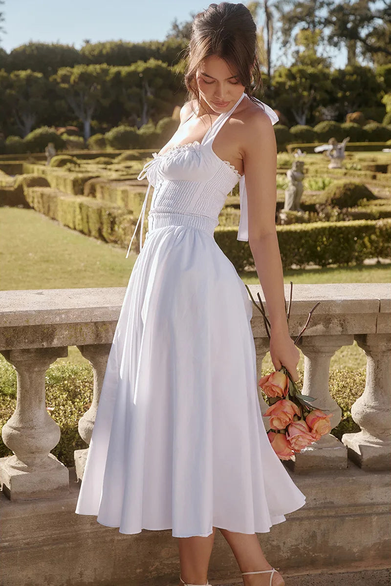 A-Line Halter Midi Dress