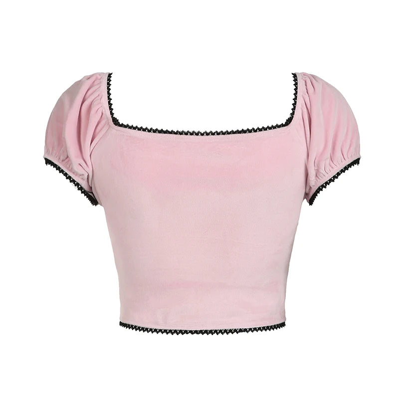 Pink Lace Crop Top