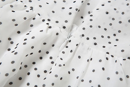 Dots Print Mini Bodycon Dress with Long Scarf