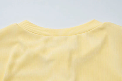 Yellow O-Neck Long Sleeve Cardigan