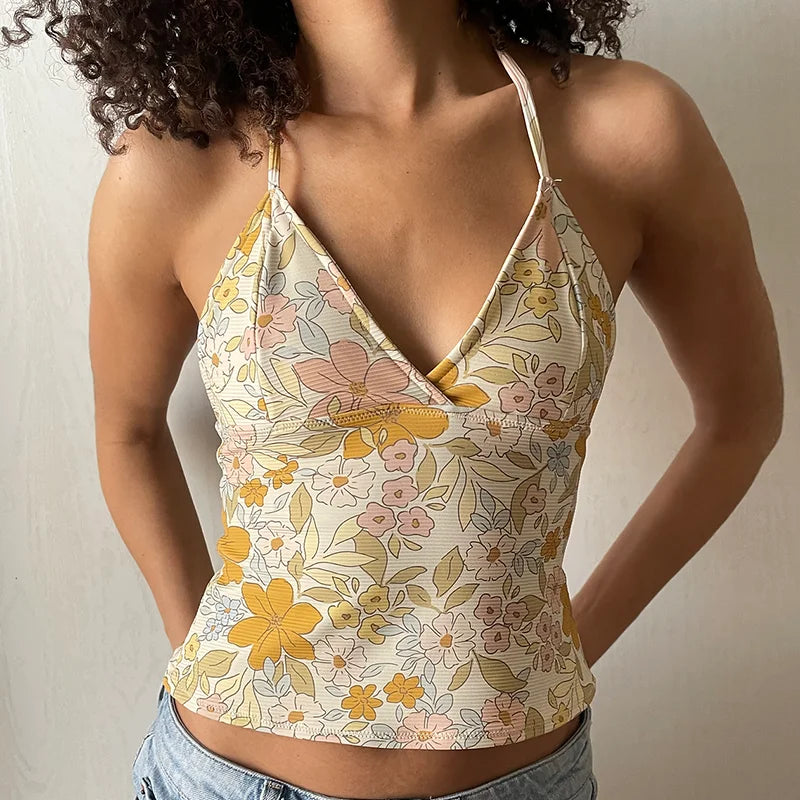 V-Neck Slim Halter Top