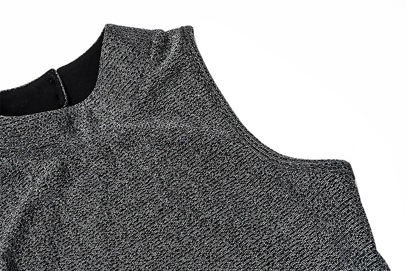Gray Backless Glitter Sleeveless Crop Top