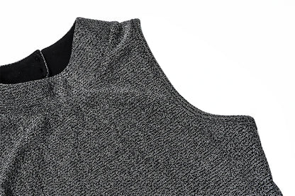 Gray Backless Glitter Sleeveless Crop Top