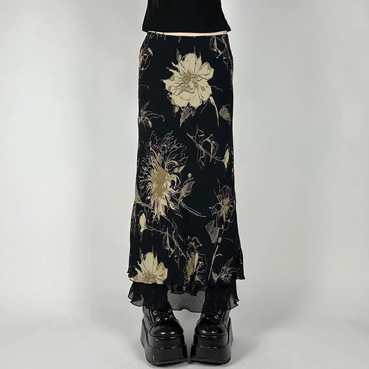 Black Floral Skirt