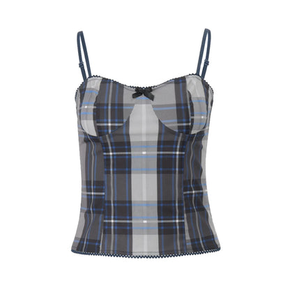 Plaid Patchwork Slim Sleeveless Camisole