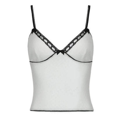 V-Neck Bow Knitted Crop Top