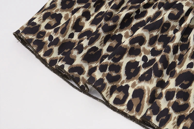 Leopard V-Neck Backless Halter Sleeveless Top