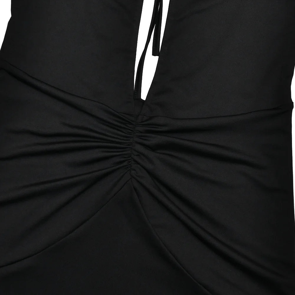 Hollow Out Backless Deep V-Neck Maxi Dress