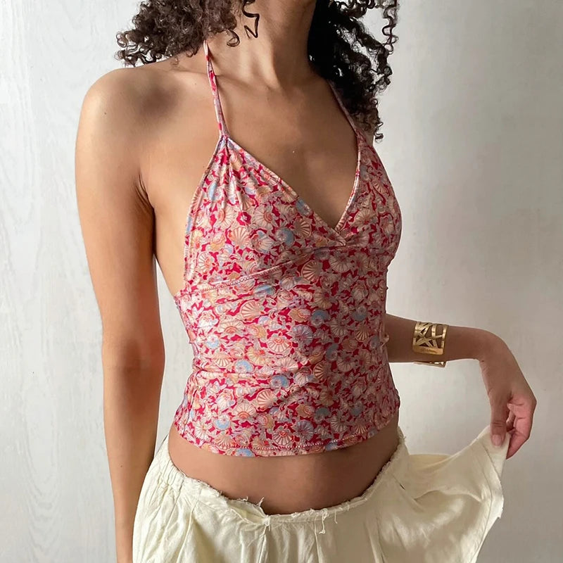 V-Neck Slim Halter Top