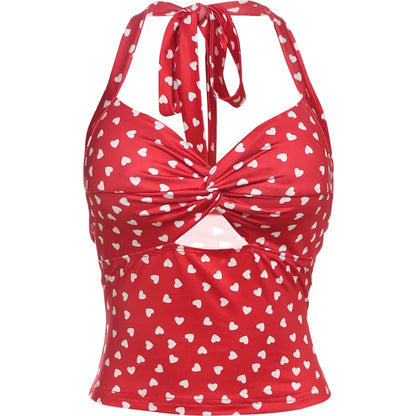 Backless Knot Wrap Crop Top with Speckled Print