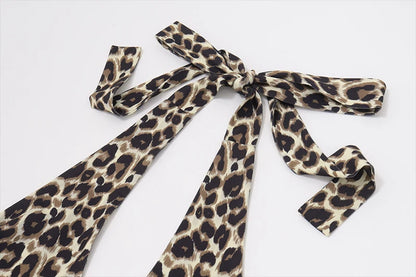 Leopard V-Neck Backless Halter Sleeveless Top