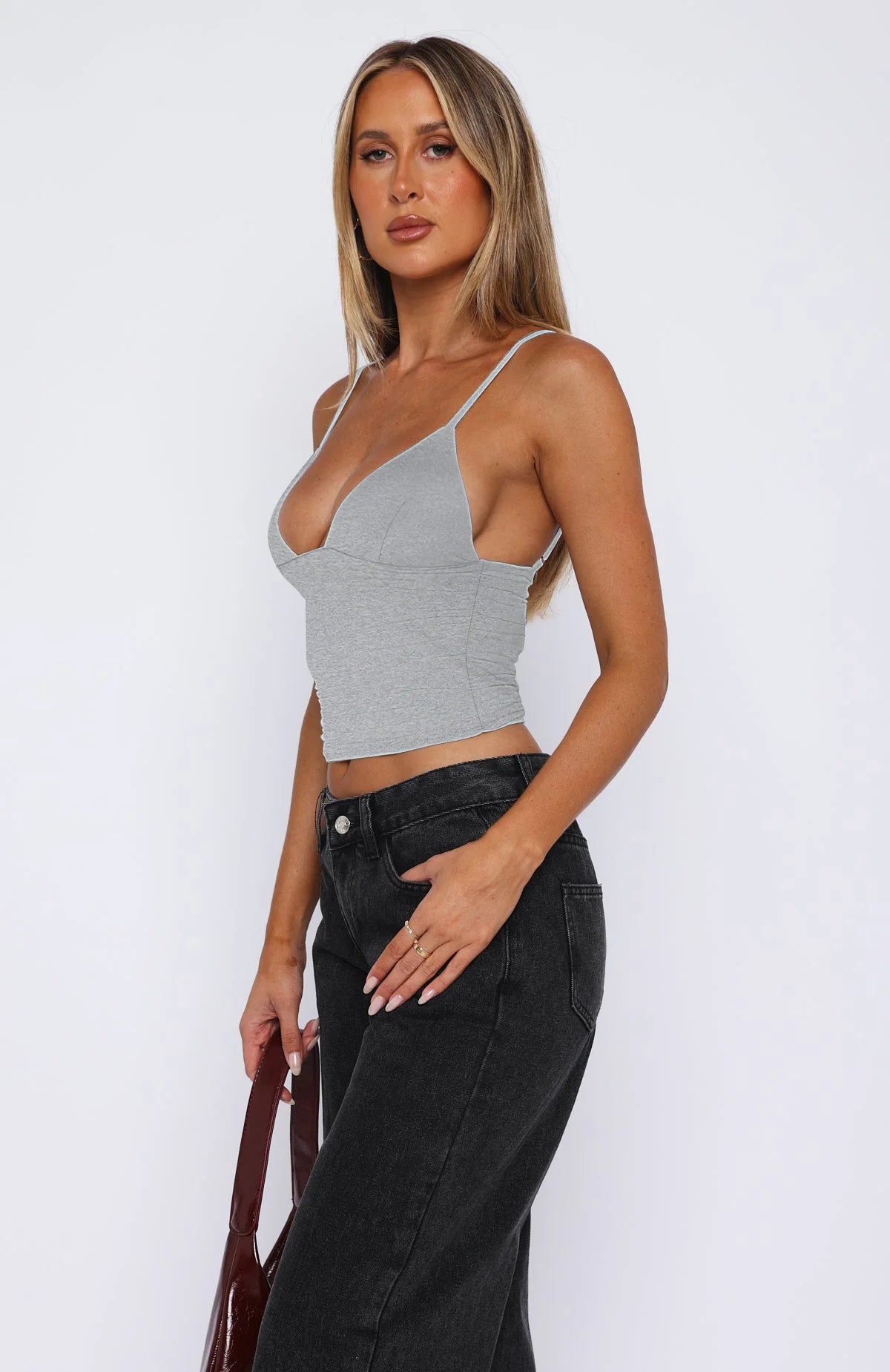 Sleeveless Ruched Bodycon Camisole Solid Top