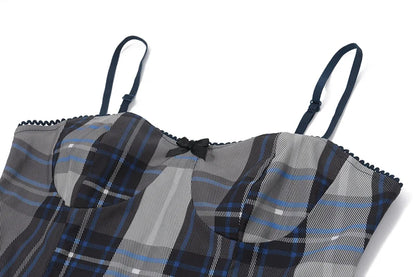 Plaid Patchwork Slim Sleeveless Camisole