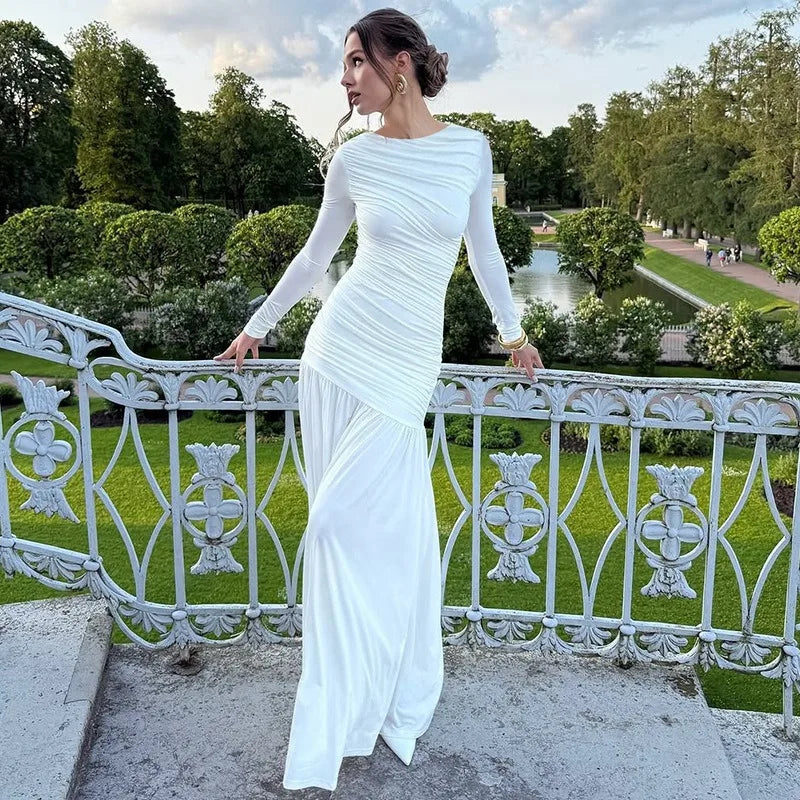 Long Sleeve Ruched Maxi Dress