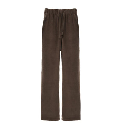 Thermal Lined Comfy Trousers with Adjustable Drawstring Brown