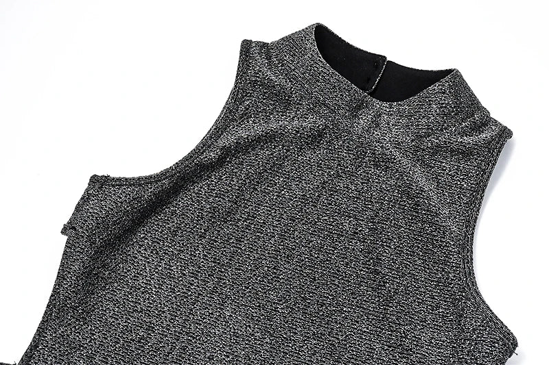 Gray Backless Glitter Sleeveless Crop Top