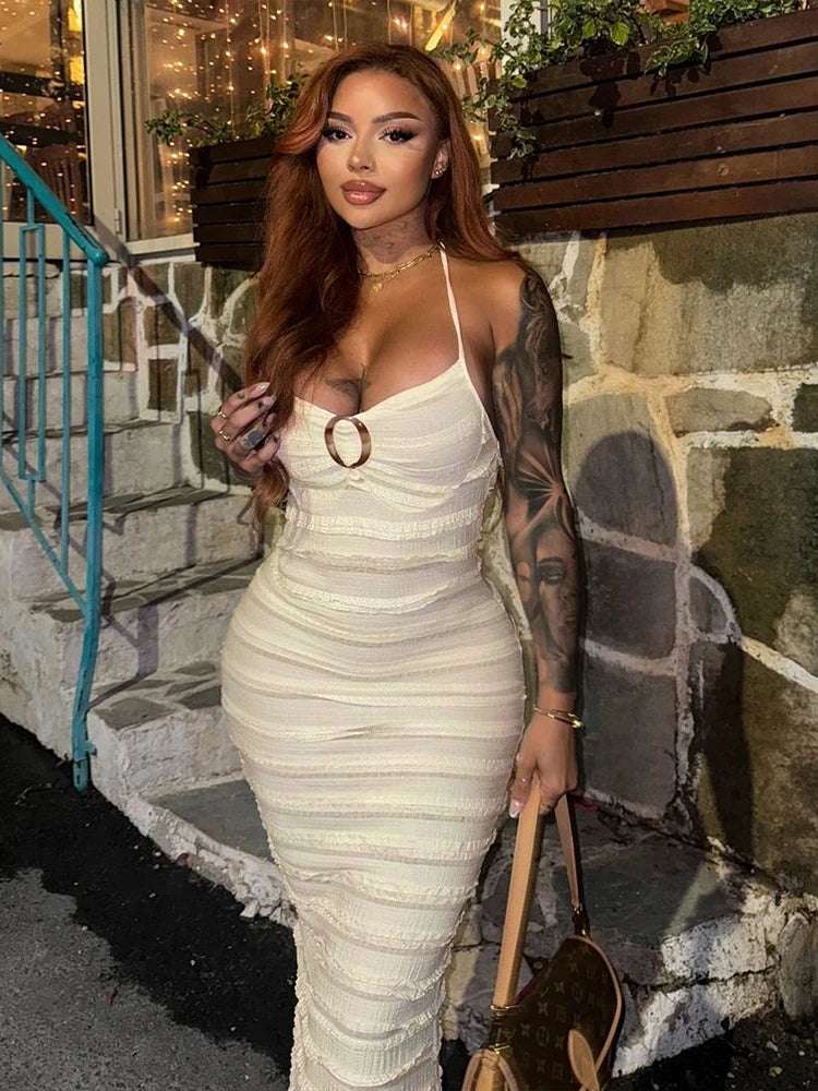 Multi-Layered Wavy Maxi Dress for Women