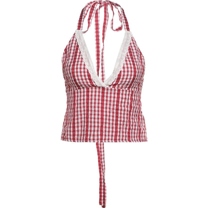 Red Striped Backless Two Piece Set