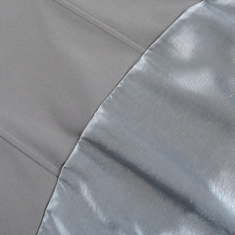 Gray Satin Strapless Backless Maxi Flowy Dress