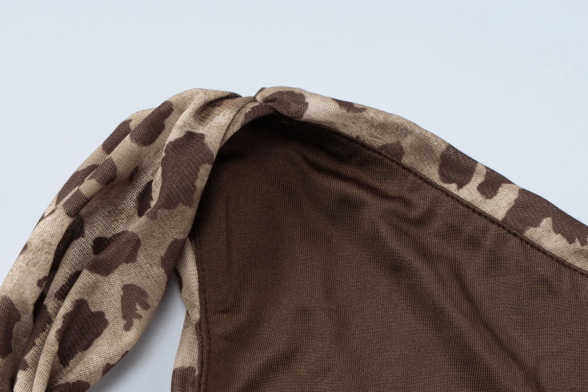 Leopard Ruched Sleeveless Bodysuit