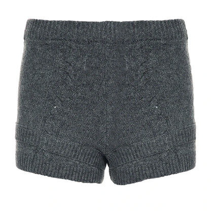 Gray Slim Knit Mini Shorts