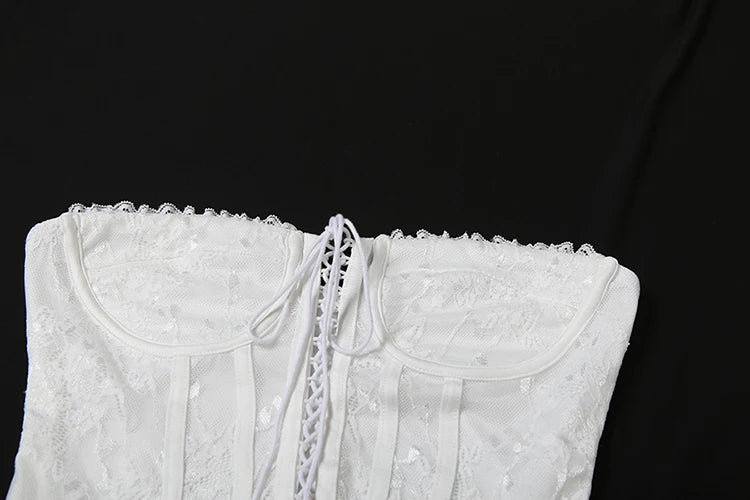 White Lace Strapless Top