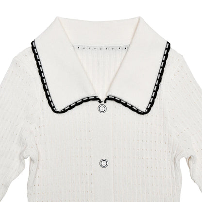 Knitted Turn-Down Collar Button Mini Dress