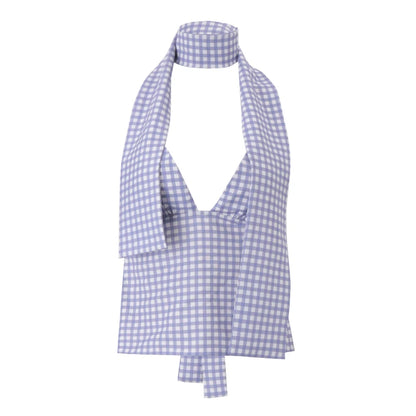 Backless V-Neck Top With Scarf
