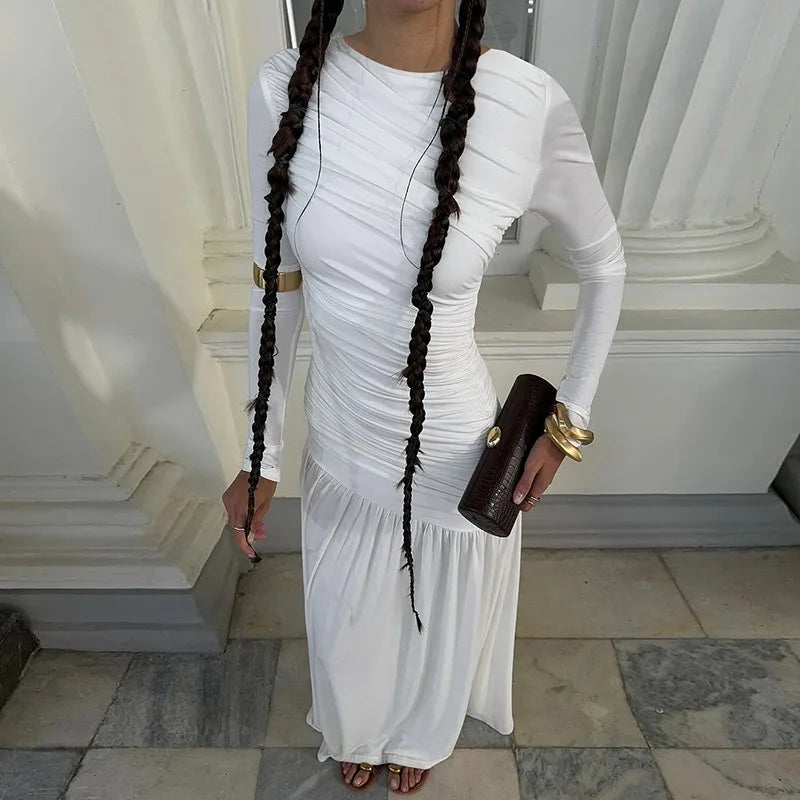 Long Sleeve Ruched Maxi Dress
