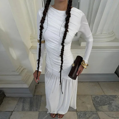 Long Sleeve Ruched Maxi Dress