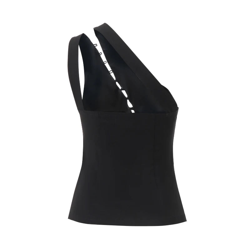 Black Off Shoulder Sleeveless Backless Top