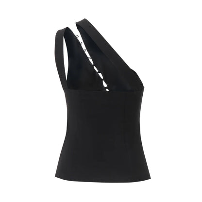Black Off Shoulder Sleeveless Backless Top
