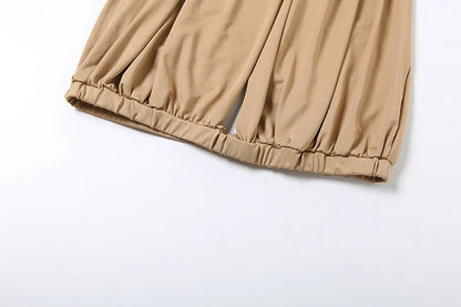 Khaki Ruched Strapless Top