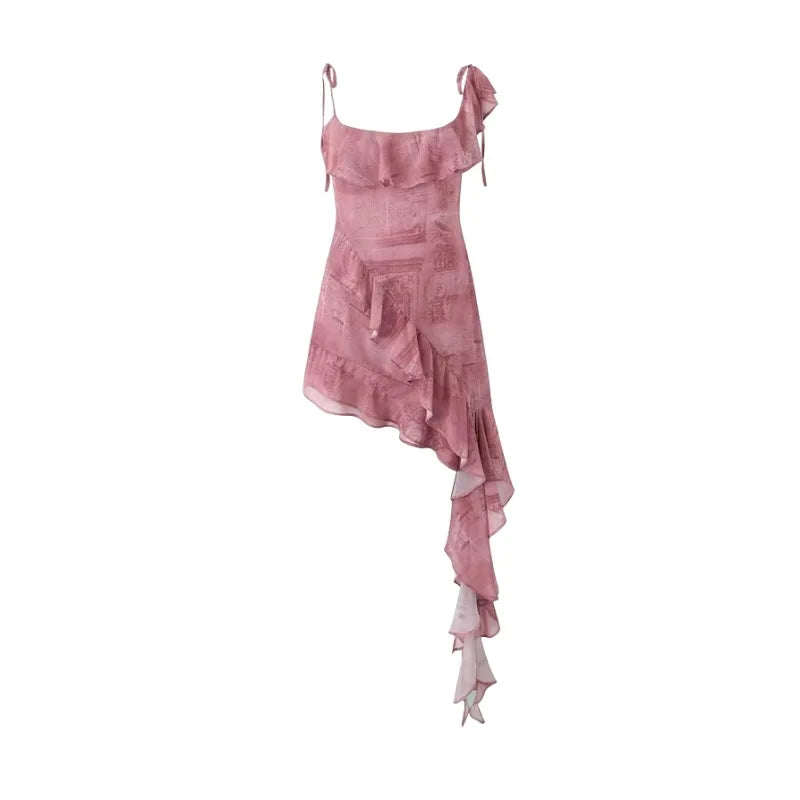 Ruffle Chiffon Mini Dress