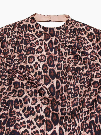 High-end Leopard Backless A-line Mini Dress