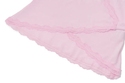 Pink Sheath V-Neck Ruffle Long Sleeve Top