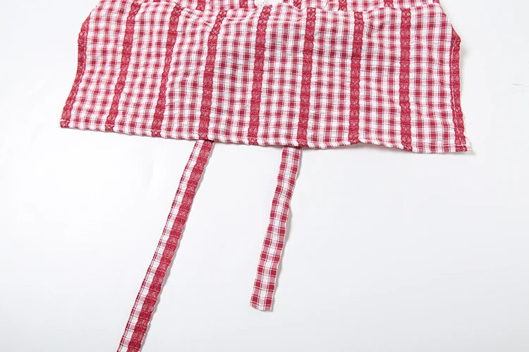 Red Striped Backless Two Piece Set