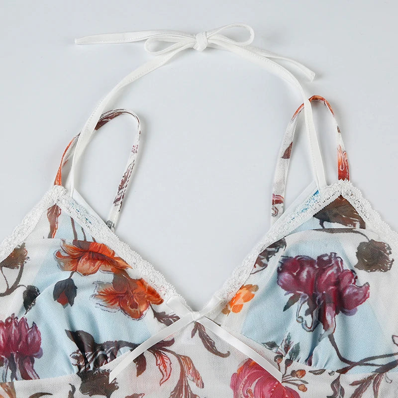Floral Slim V-Neck Top