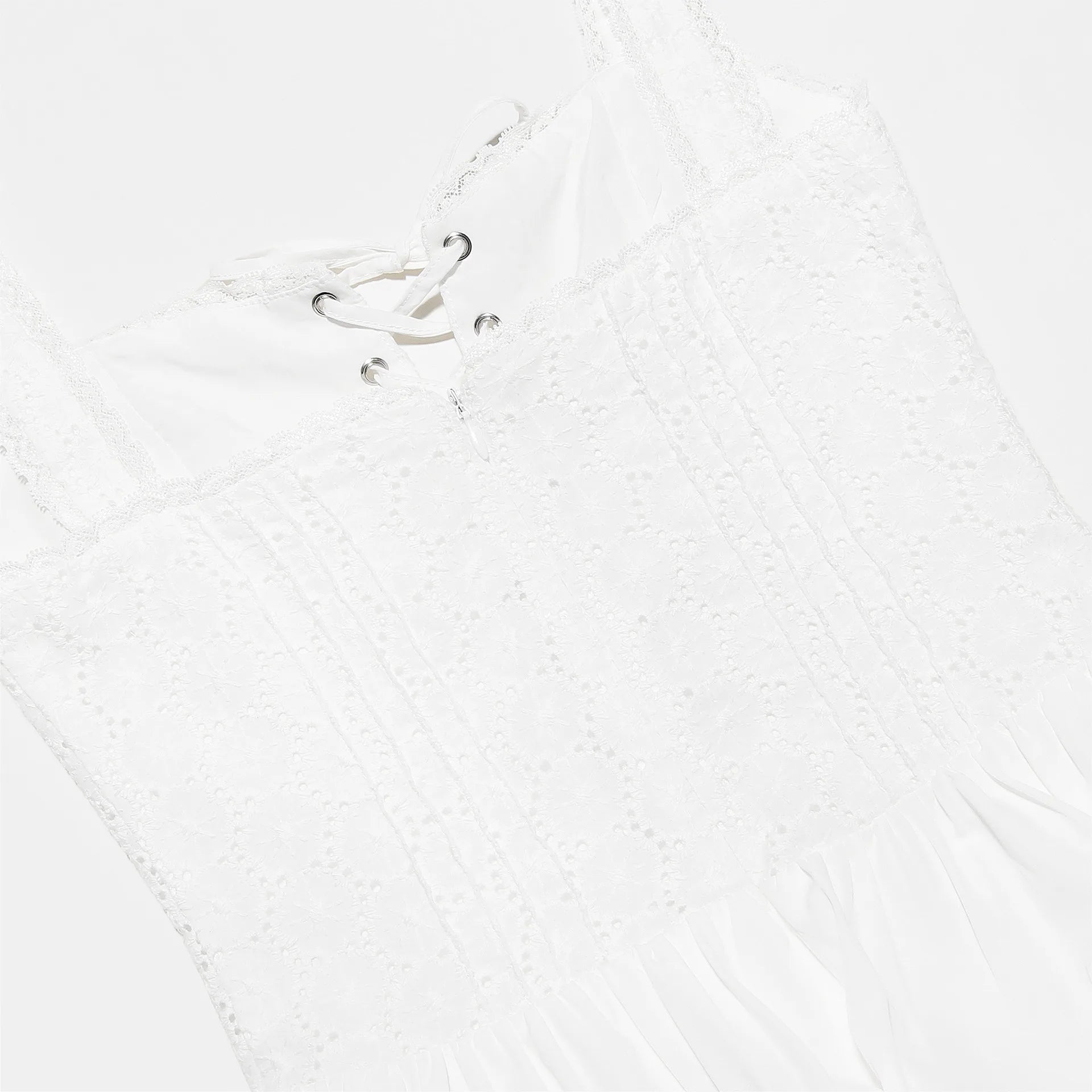 White Lace Up Midi Dress