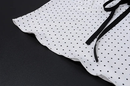 White Polka Dot Top and Long Skirt Two Piece Set