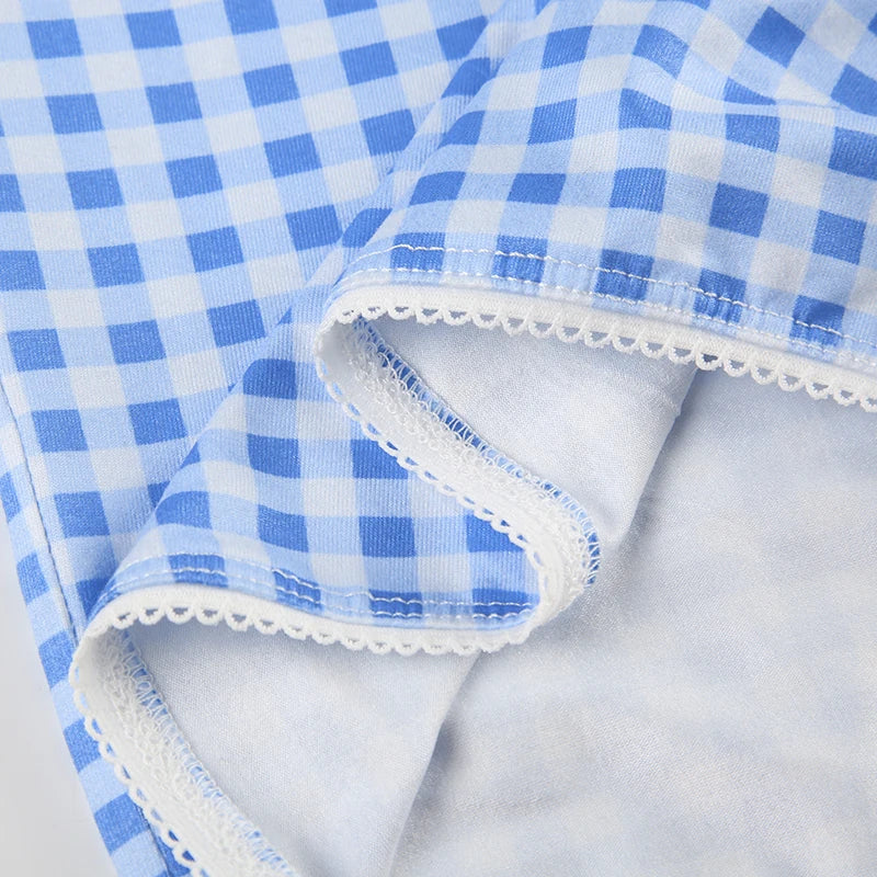 Lace Trim Plaid Top