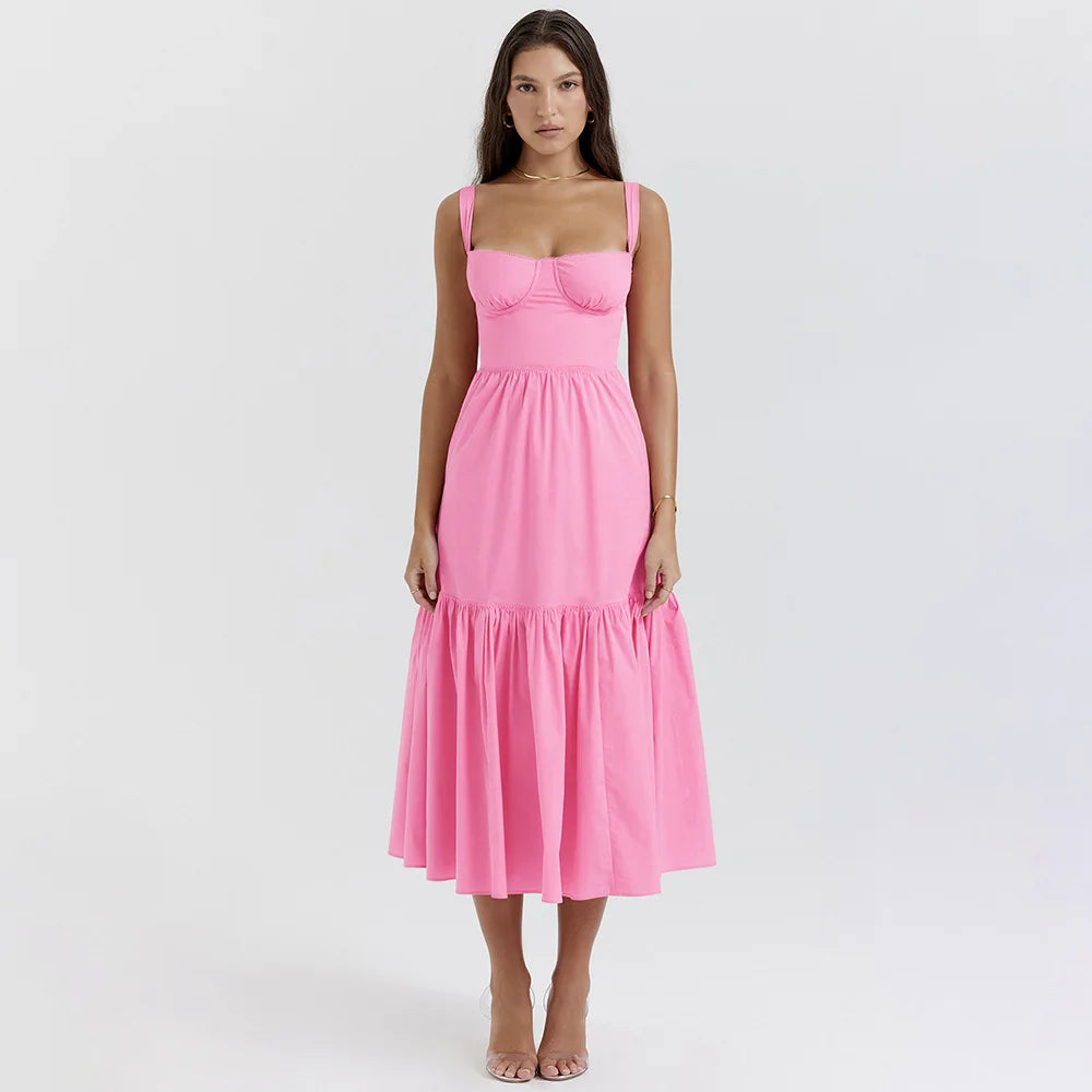 Ruffle Fit and Flare Pocket Midi Dress