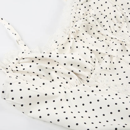 White Polka Dot Mini Dress with Bow Detail