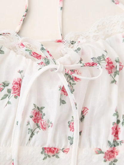 Multicolor Backless Patchwork Floral Halter Maxi Dress