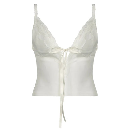 Sweet V-Neck Lace Camis Slim Crop Top