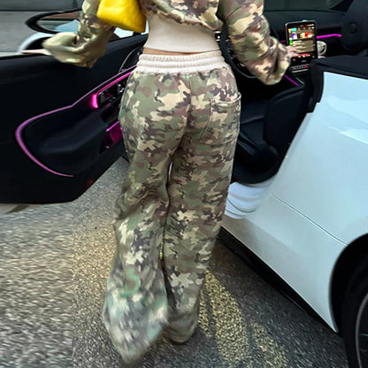 Low Waisted Camouflage Loose Trousers