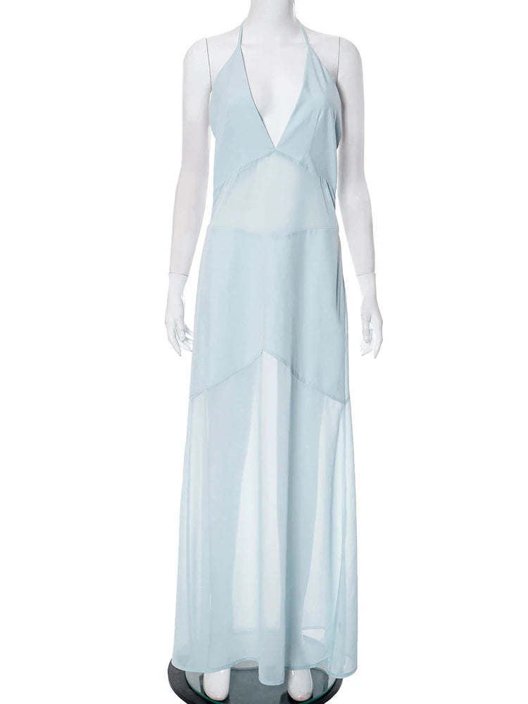 Splice Halter Long Dress Dressp V nec Bodycon Dress