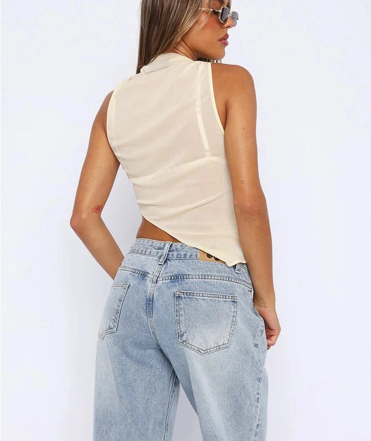 Irregular Tank Top See Through Sleeveless Coquette Street Vest